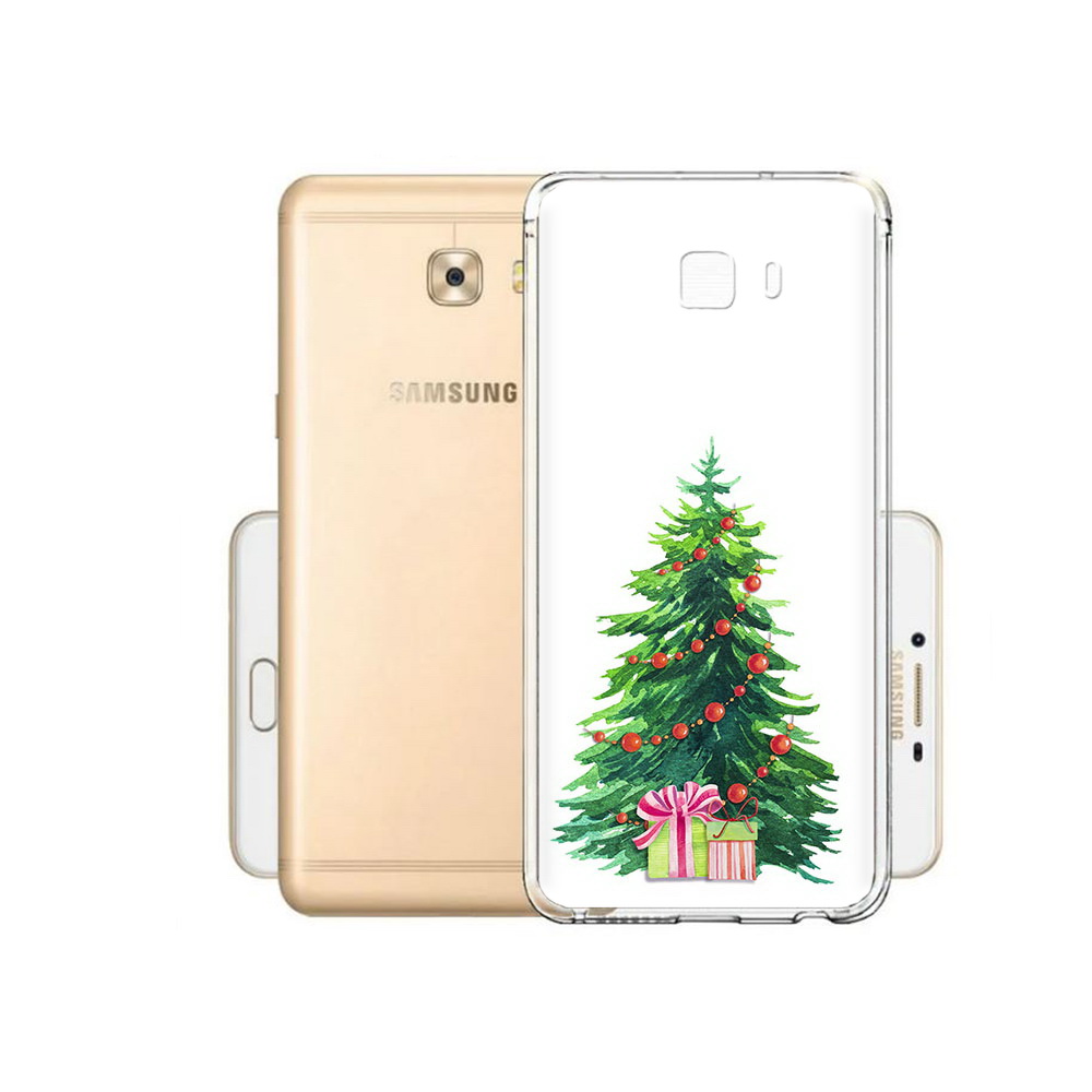 

Чехол MyPads Tocco для Samsung Galaxy C9 Pro Елка новогодняя с подарками акварель, Прозрачный, Tocco