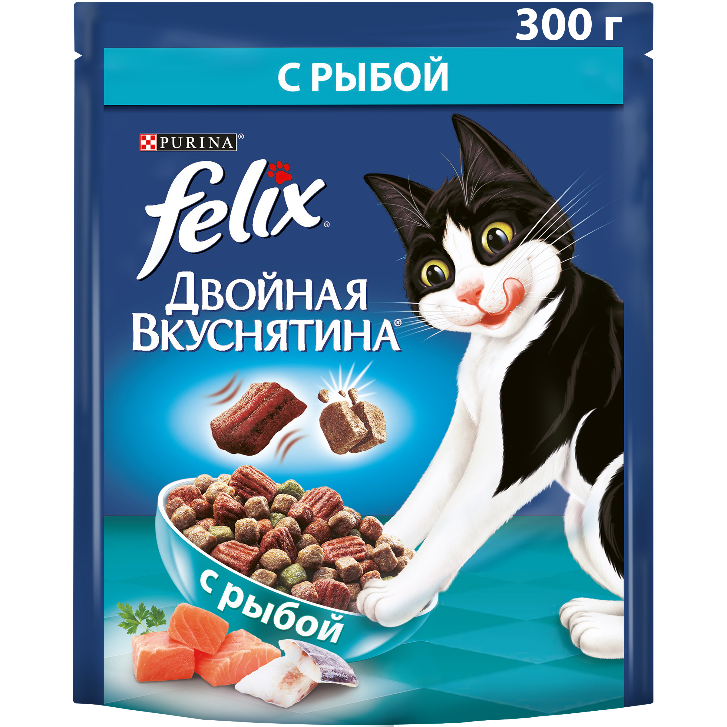 фото Сухой корм для кошек felix двойная вкуснятина, рыба, 0,3кг