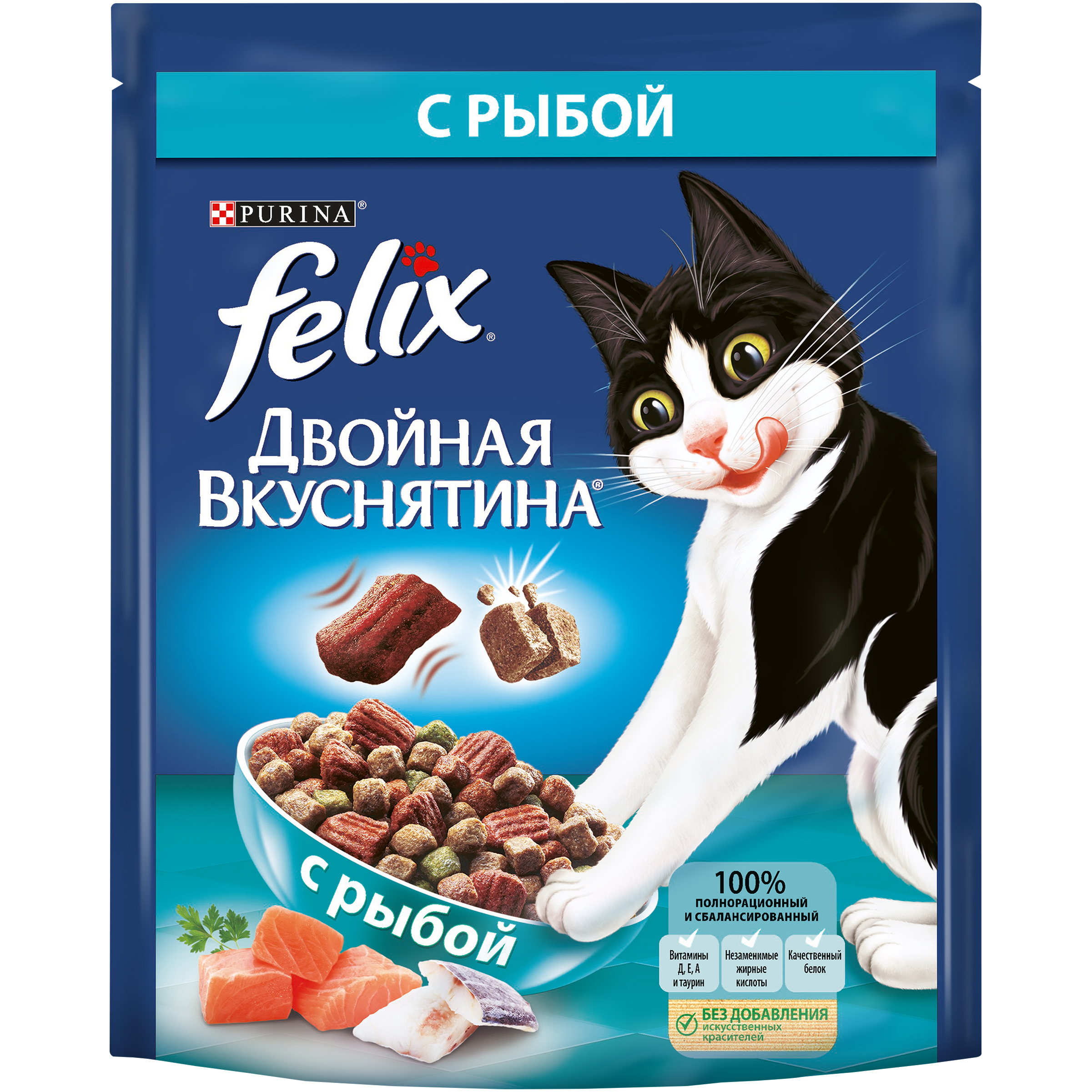 фото Сухой корм для кошек felix двойная вкуснятина, рыба, 0,3кг