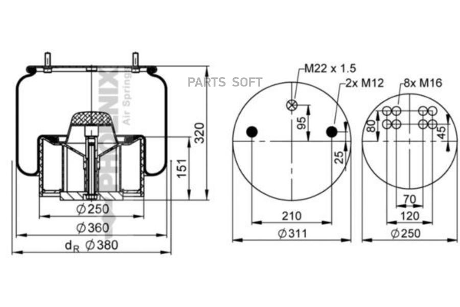 

Рессора Пневматическая Со Стаканом (2 Шп.+Возд. / 8 Отв.) Bpw 36K Пластиковый Стакан