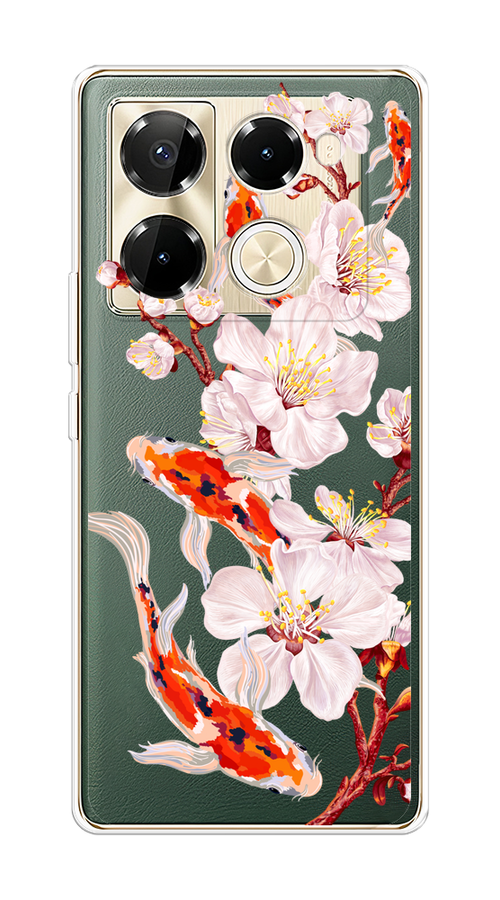 

Чехол на Infinix Note 40 Pro 5G/Note 40 Pro Plus "Карпы и сакура", Оранжевый;розовый;бежевый;прозрачный, 3106050-1