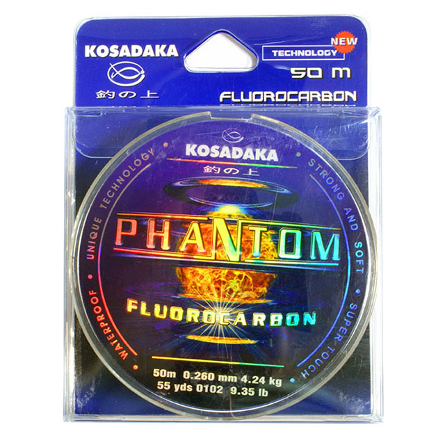 

Kosadaka Леска флюорокарбон KOSADAKA PHANTOM (LPHT148 (50 м 0,142мм) ), Прозрачный