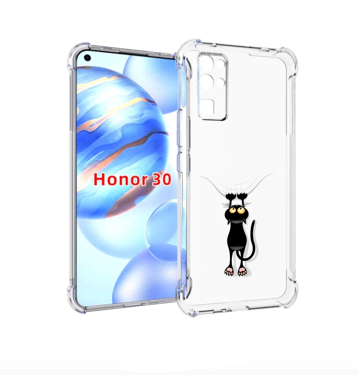 

Чехол бампер MyPads Висячий-кот для Honor 30 (BMH-AN10) противоу, Прозрачный, Tocco