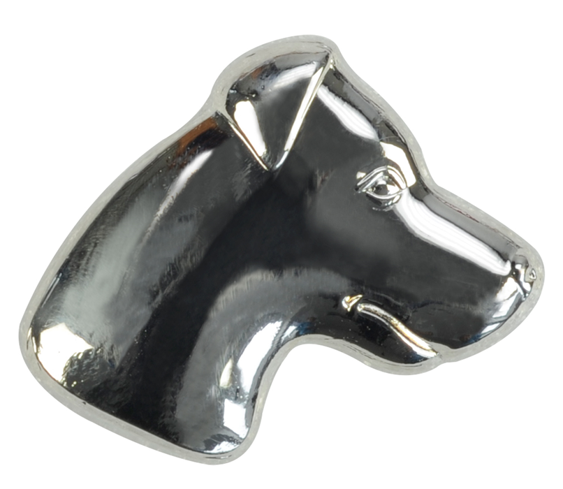 Значок металлический BLUE BUG Голова собаки, серебряный, 19х16мм
