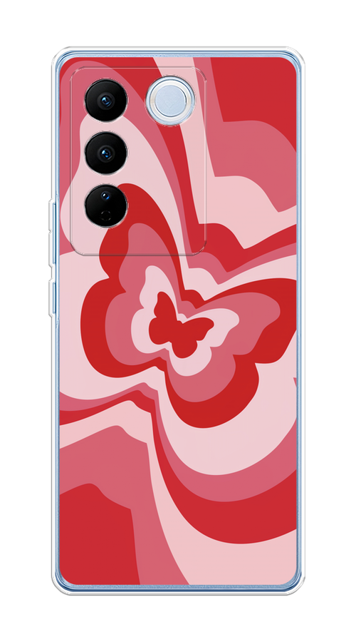 

Чехол на Vivo V27/V27 Pro "Бабочка в стиле хиппи", Красный;розовый, 268550-1