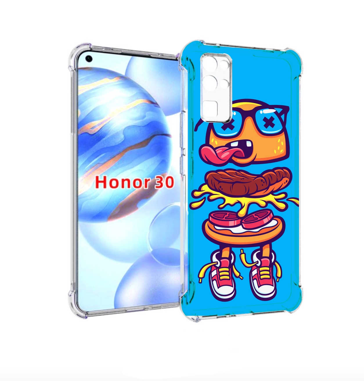 

Чехол бампер MyPads Бургер с очками для Honor 30 (BMH-AN10) прот, Прозрачный, Tocco