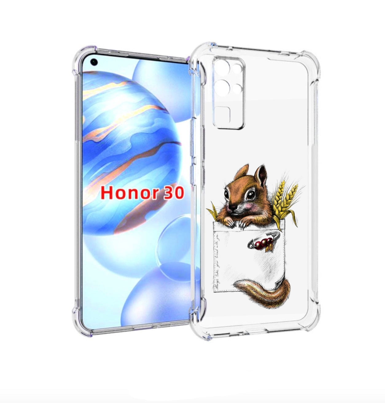 Чехол бампер MyPads Белочка для Honor 30 (BMH-AN10) противоударный