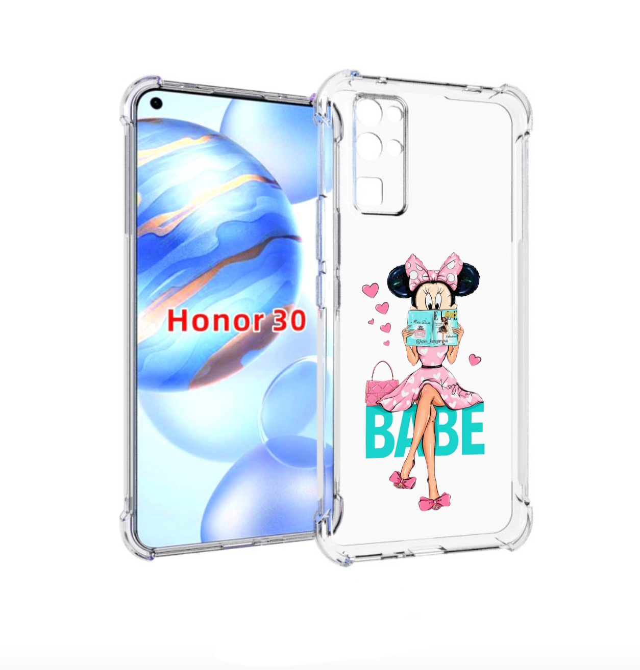 

Чехол бампер MyPads Бейби-микки для Honor 30 (BMH-AN10) противоу, Прозрачный, Tocco