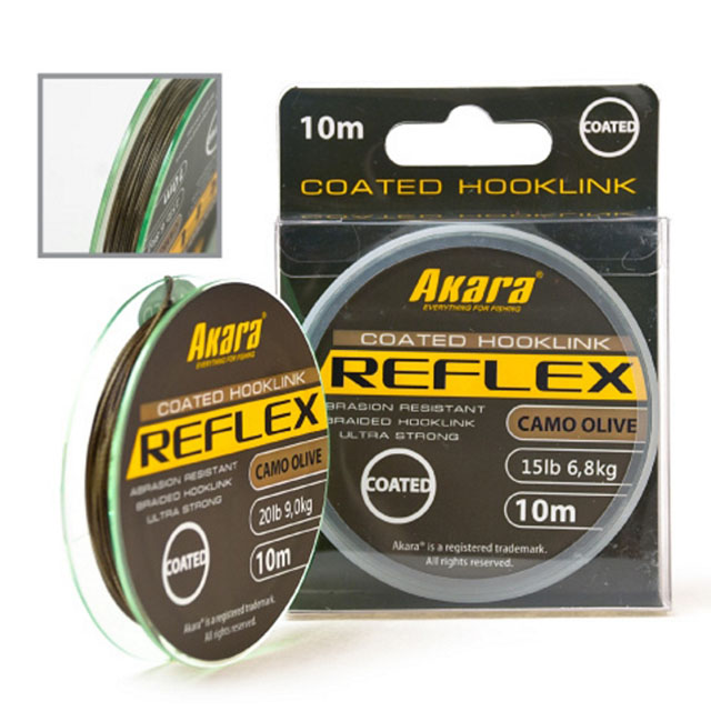 AKARA Материал для поводков AKARA REFLEX HOOKLINK CAMO OLIVE (LCO-10-60  (10 м 0,22мм) )