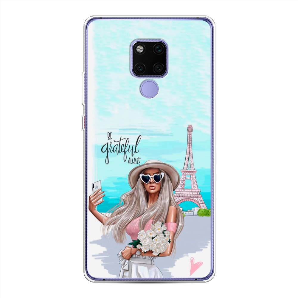 

Чехол для Huawei Mate 20X "Селфи Париж", Голубой;бежевый, 66950-6