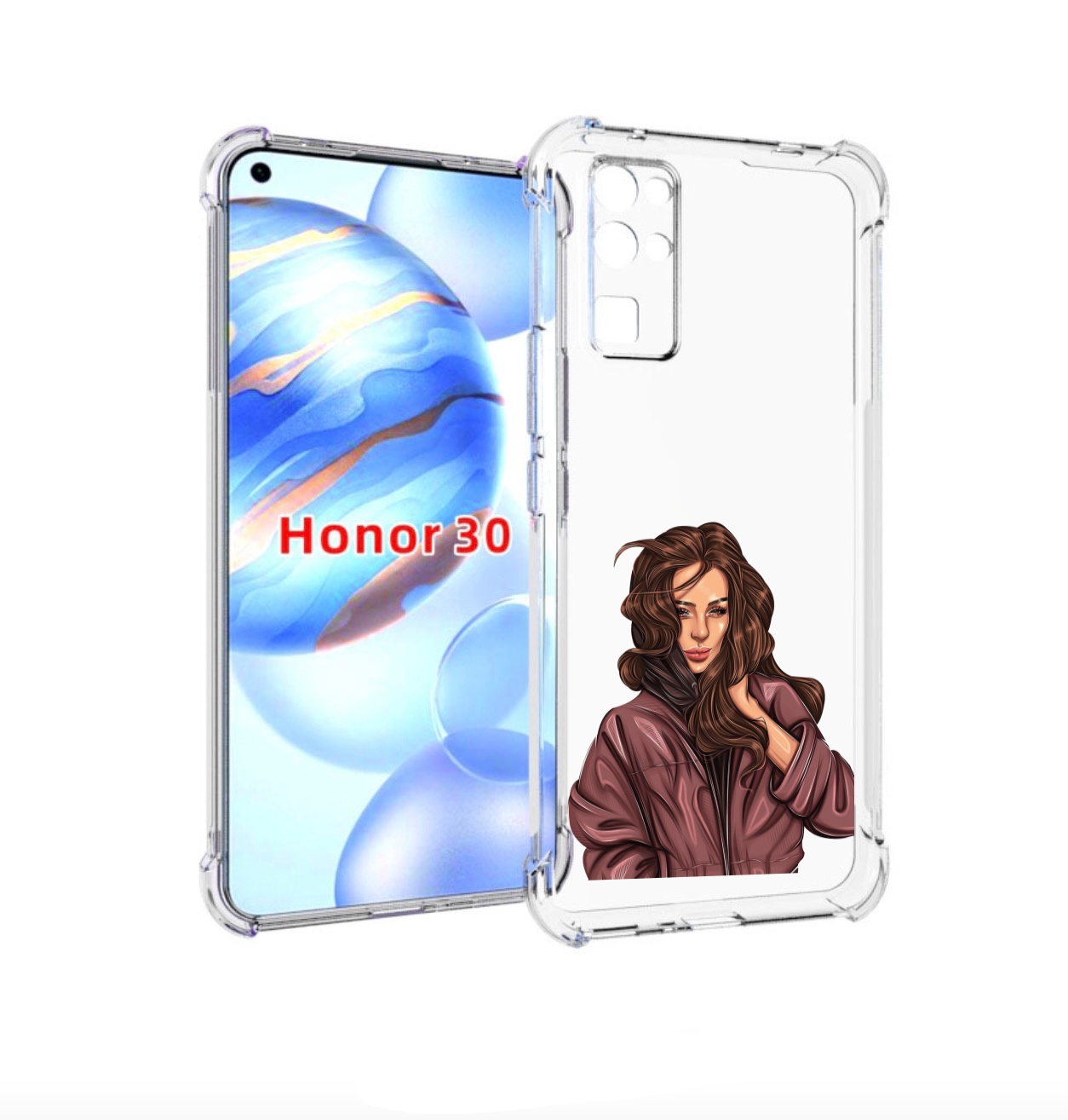 

Чехол бампер MyPads Арт-рисунок-девушки для Honor 30 (BMH-AN10), Прозрачный, Tocco
