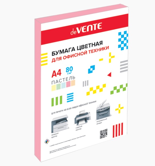 

Бумага deVente 2072403 цветная, пастель розовый, 100л, А4 80г на м2