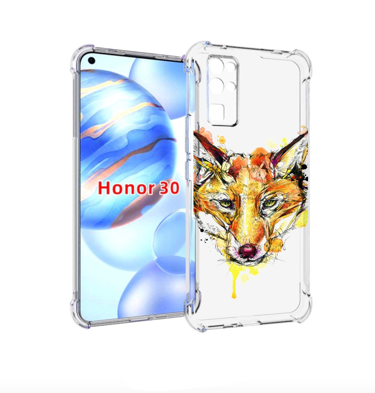 

Чехол бампер MyPads Акварельная лиса для Honor 30 (BMH-AN10) про, Прозрачный, Tocco