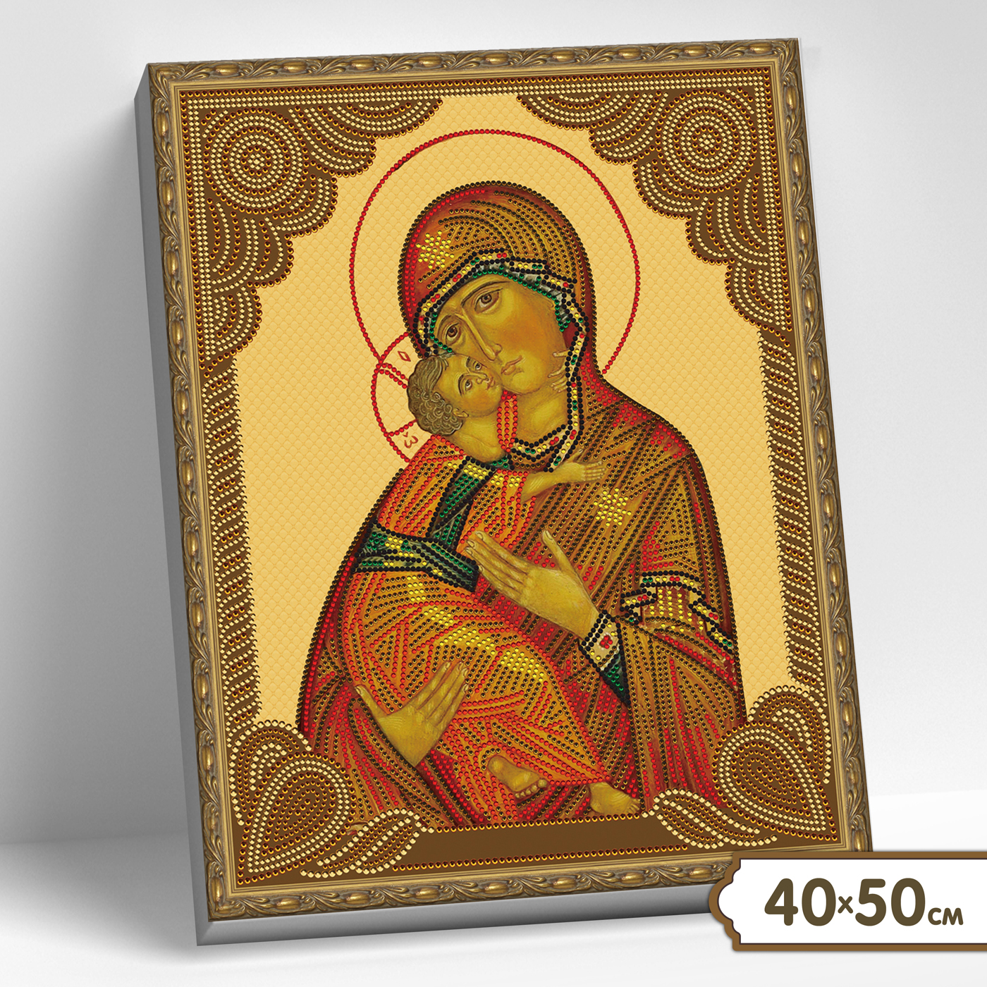 

Алмазная мозаика с нанесенной рамкой Владимирская божия матерь. KM0794, Владимирская божия матерь