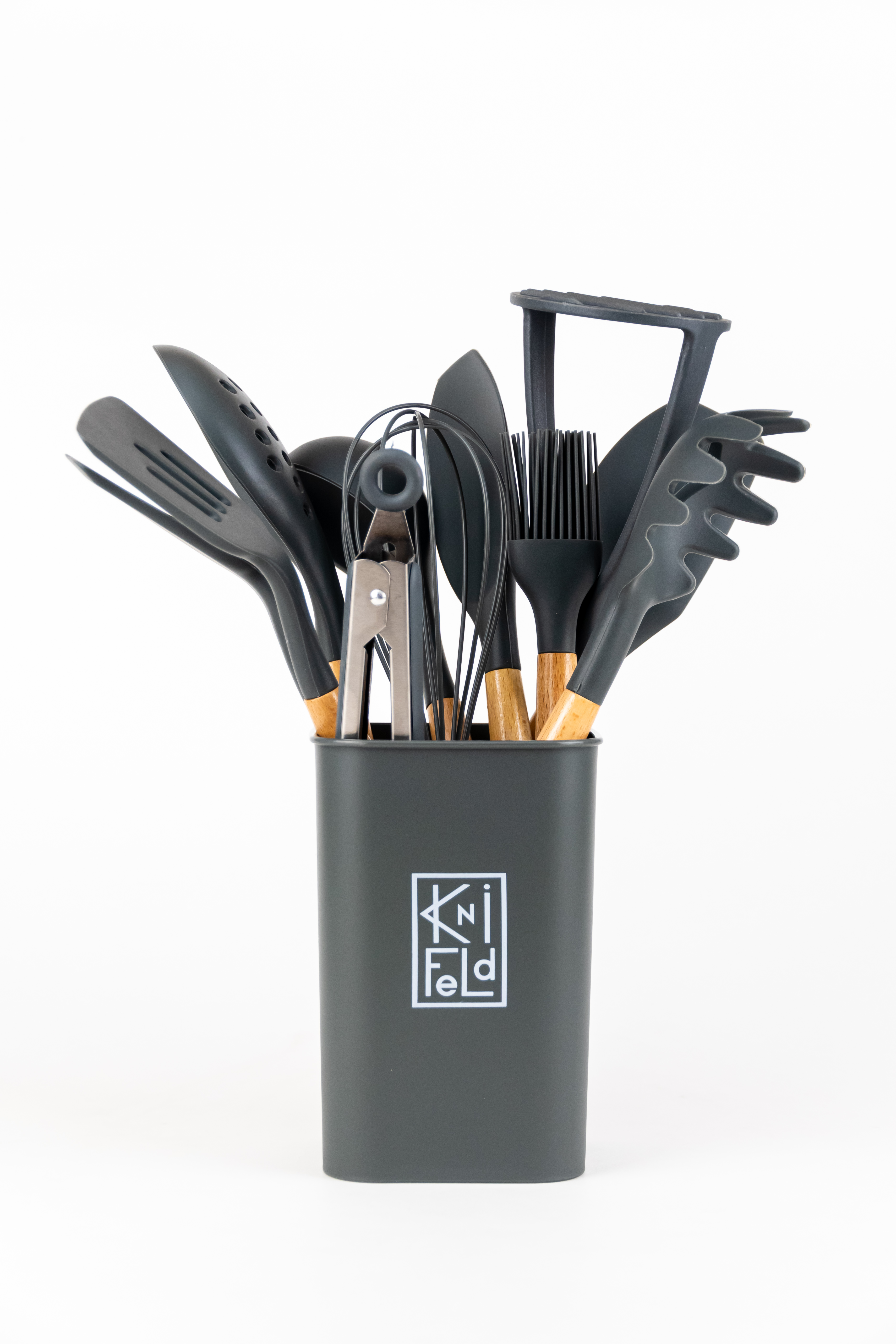 Набор кухонных принадлежностей Knifeld утварь для готовки и сервировки, темно-серый