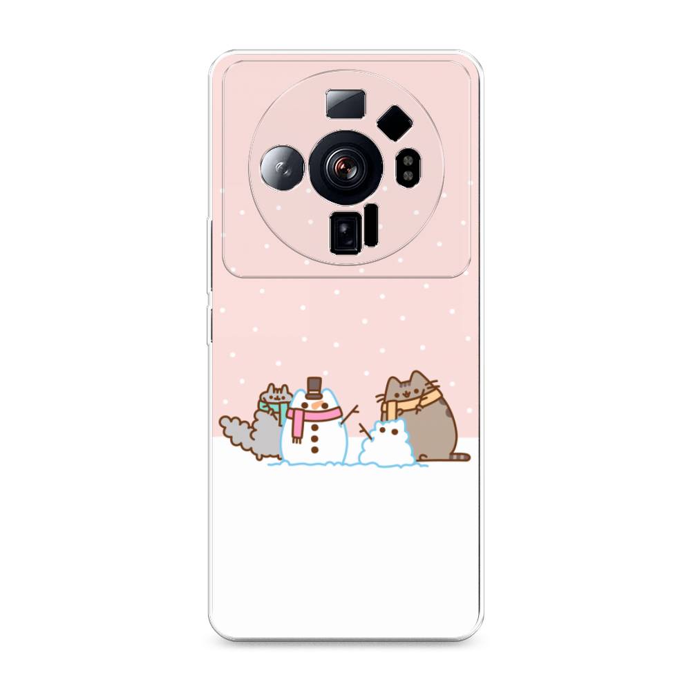 

Чехол на Xiaomi 12S Ultra "Котики в снегу", Розовый;белый;серый, 314550-5