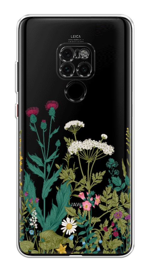 

Чехол на Huawei Mate 20 "Дикие полевые цветы", Зеленый;розовый;белый, 66850-2