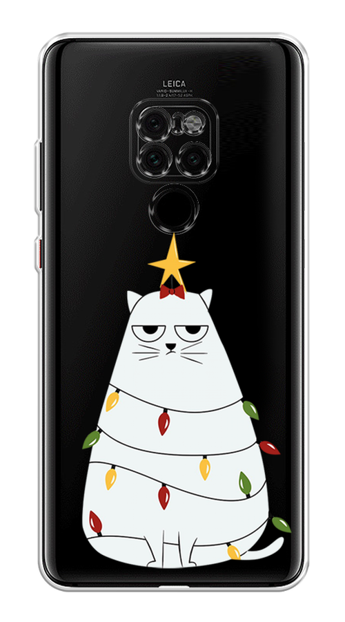 

Чехол на Huawei Mate 20 "Котик в гирлянде", Белый;красный;желтый, 66850-1
