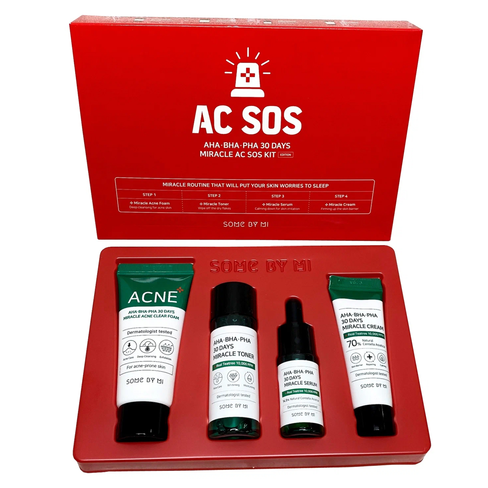 Набор SOME BY MI AC SOS Kit AHA-BHA-PHA 30 Days Miracle набор косметики для лица some by mi aha bha pha 30 days miracle starter kit