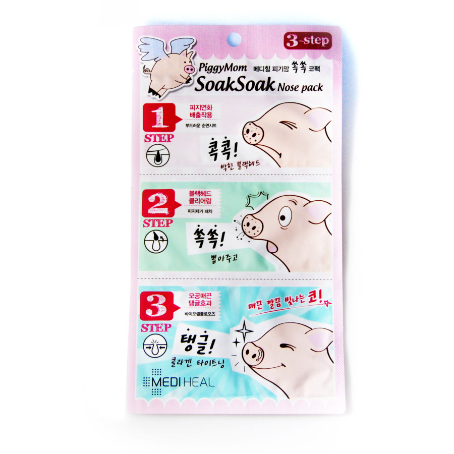 Маска для носа 3 шага Mediheal Piggy Mom SoakSoak Nose pack 3 step