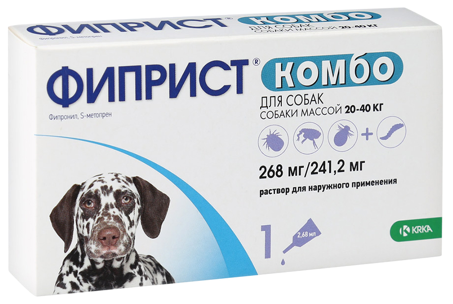 Капли для собак против паразитов KRKA Фиприст, от 40 кг, 1 пипетка, 4,02 мл