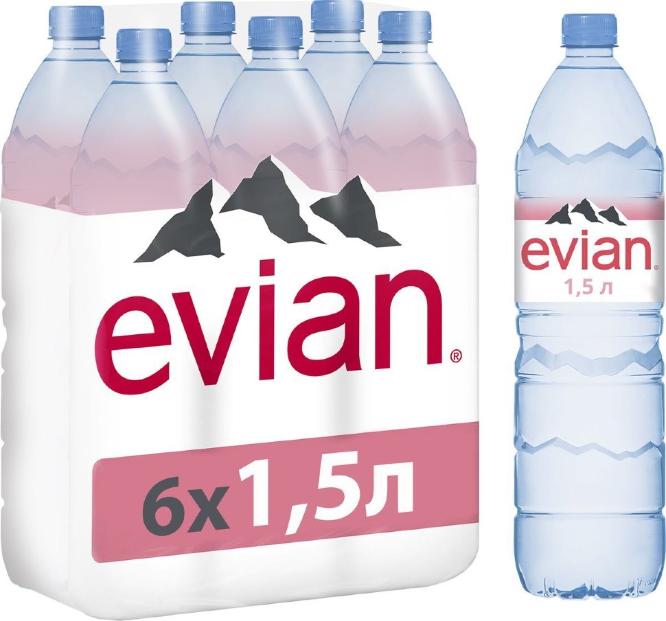 фото Вода минеральная evian / эвиан негазированная пэт (1,5л*6шт)