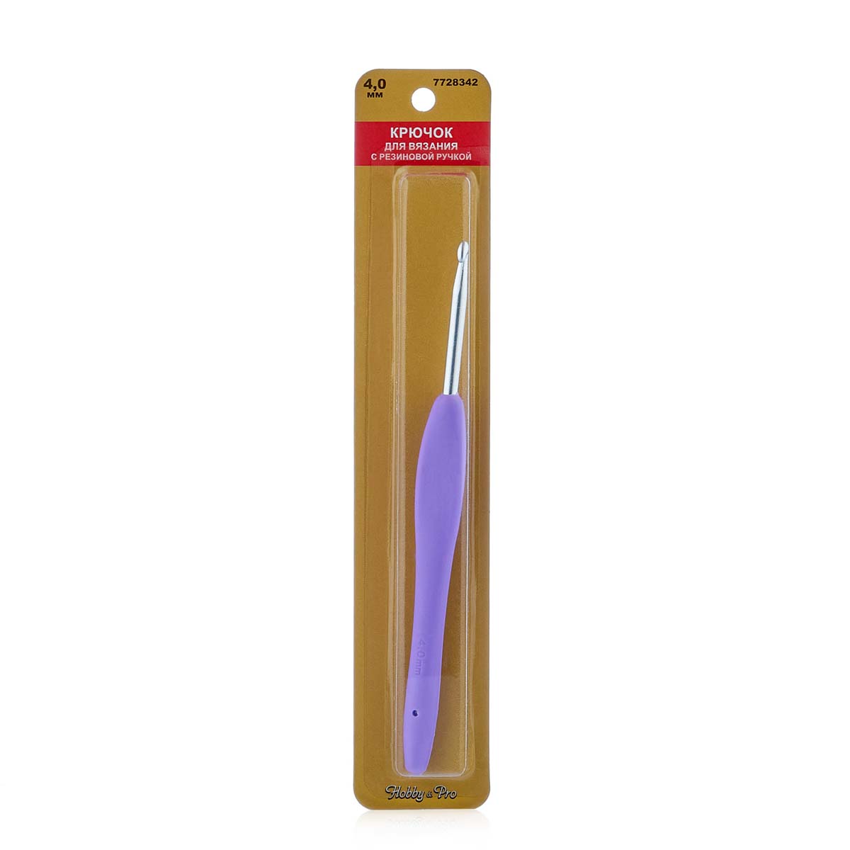 фото Крючок для вязания с резиновой ручкой, 4,0 мм hobby&pro7728342