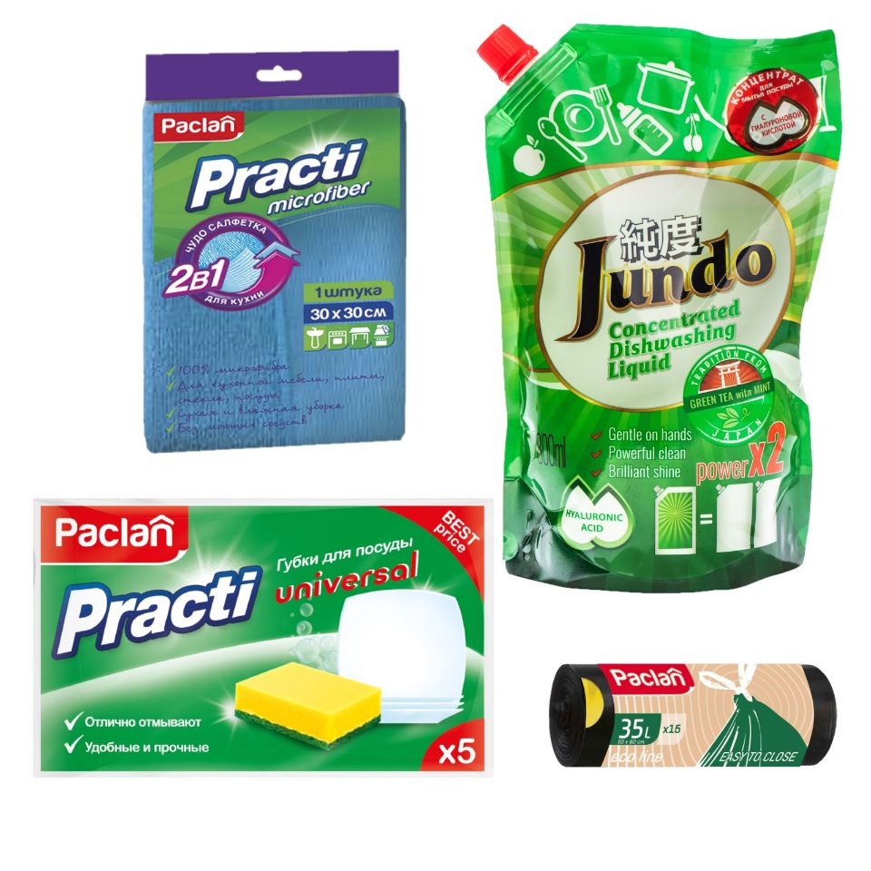 фото Концентрат jundo green tea with mint для мытья посуды 800 мл+paclan