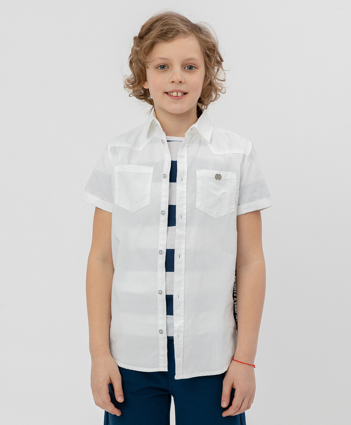фото Рубашка для мальчиков button blue, цв. белый, р-р 110