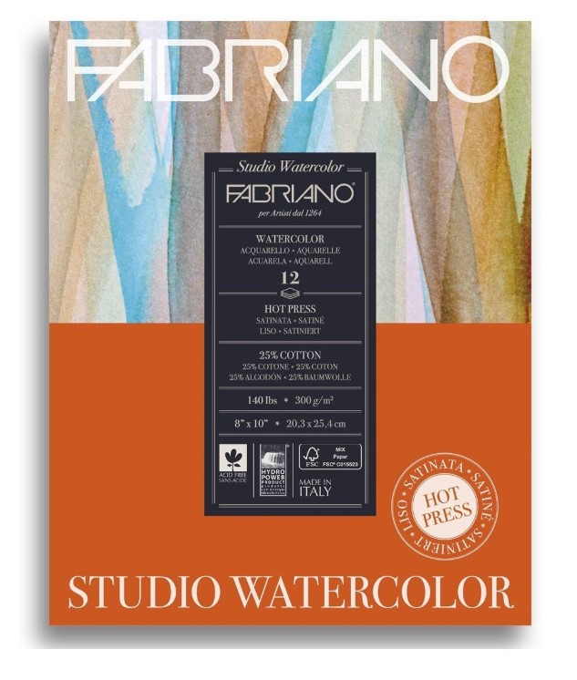 фото Альбом для акварели watercolour studio, 20,3x25,4 см, 12 листов, 300 г/м2, мелкое зерно fabriano