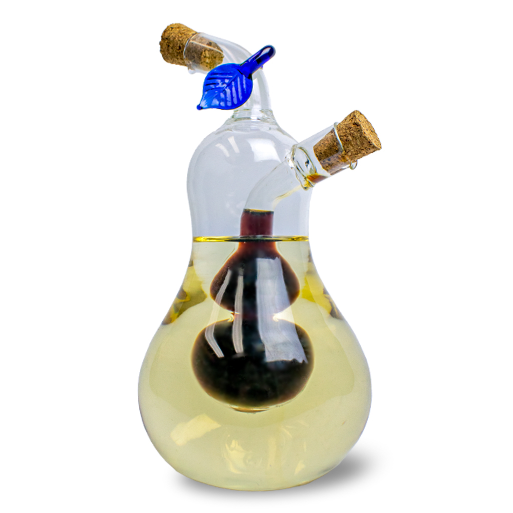 фото Бутылка для масла и уксуса синий листок, стеклянная, пробковая крышка, marma mm-btl-04