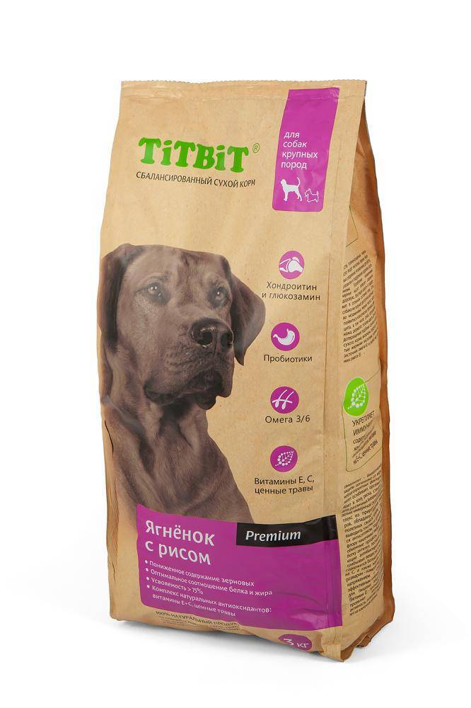 фото Сухой корм для собак titbit premium, для крупных пород, ягненок с рисом, 3кг