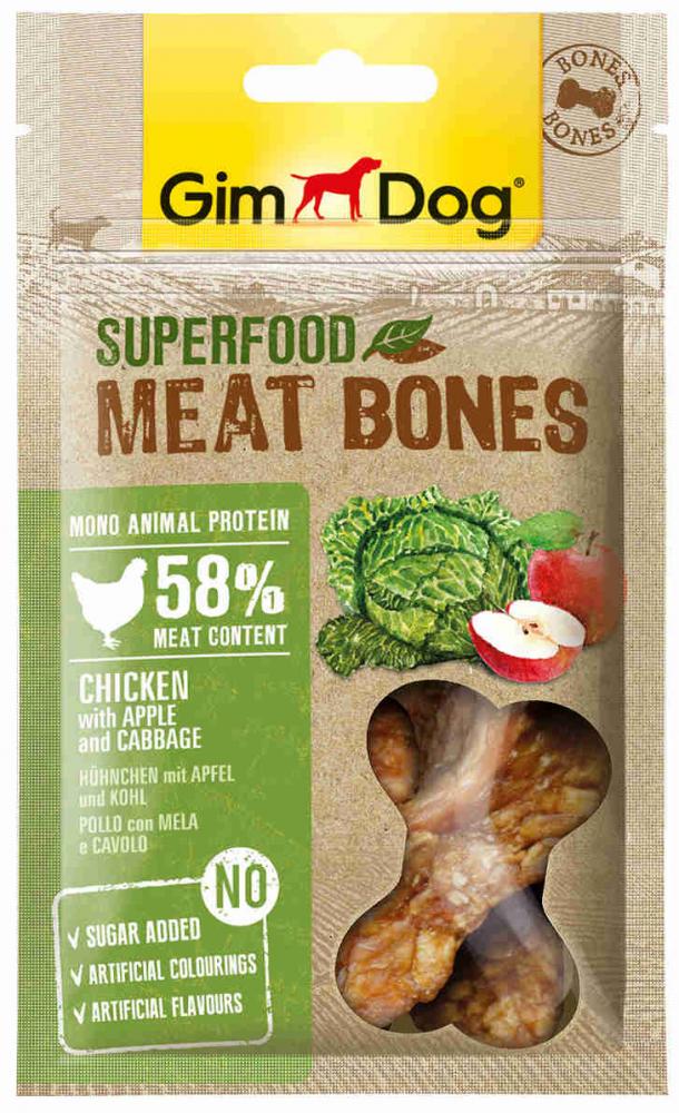 фото Лакомство для собак gimdog superfood meat bones, из курицы с яблоком и капустой, 70г