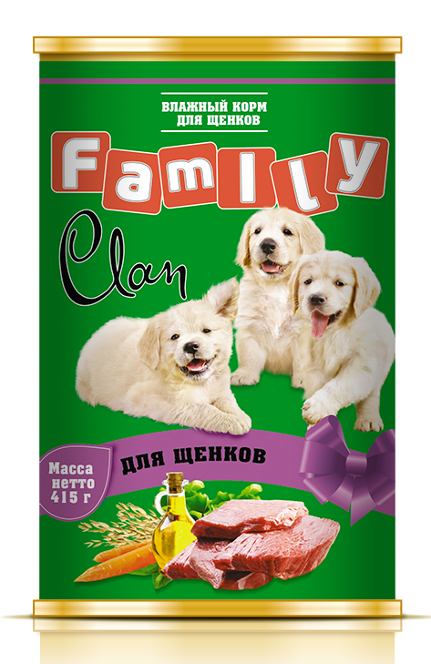 

Консервы для щенков Clan FAMILY, телятина, 415г, FAMILY