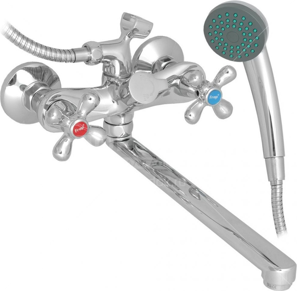 Смеситель для ванны с душем Frap F22731-B, с длинным изливом, двухвентильный, хром душевая система frap