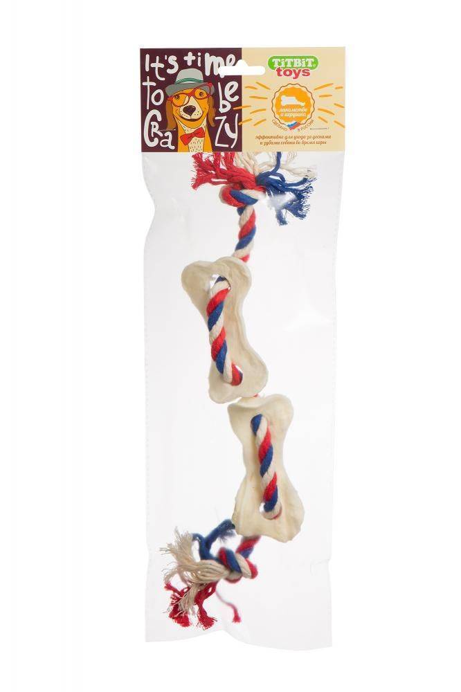 

Жевательная игрушка для собак TiTBiT Канат 10 мм + 2 косточки слоеные, Канат 10 мм + 2 косточки слоеные