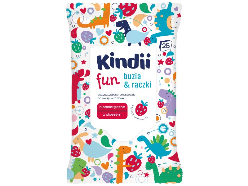 фото Влажные салфетки для детей и младенцев kindii fun для очищения чувствительной кожи, 25 шт