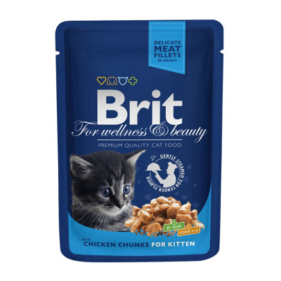 фото Влажный корм для котят brit premium, курица, 24шт, 100г