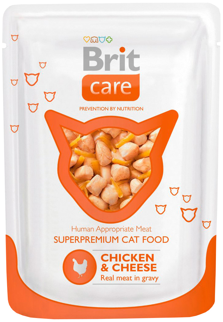 фото Влажный корм для кошек brit care chicken & cheese, с курицей и сыром, 24шт по 80г