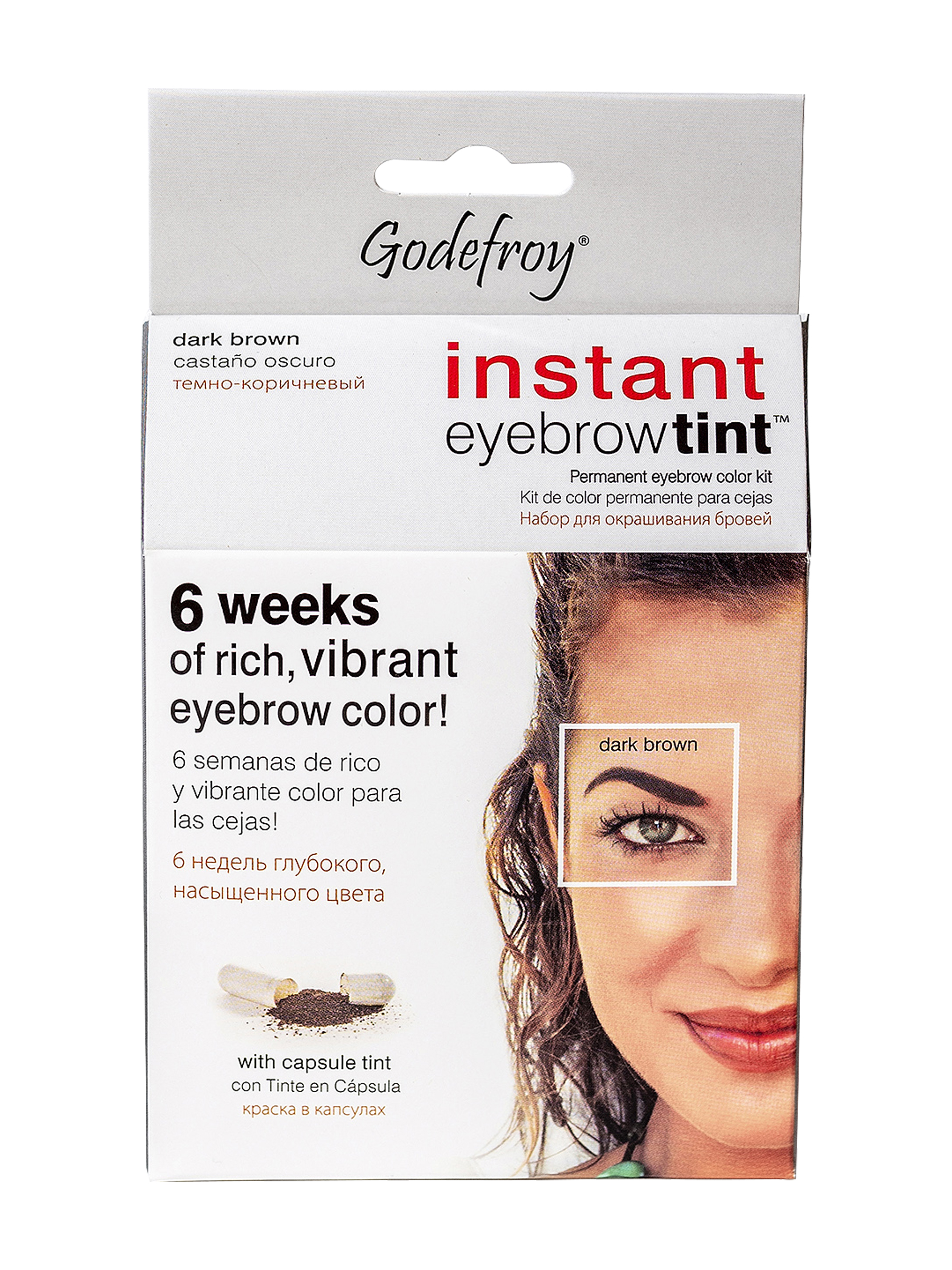 фото Краска-хна для бровей godefroy eyebrow tint dark brown с эфф.татуажа 15 капс