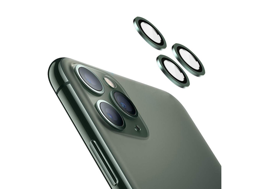 Защитное стекло Usams US-BH573 на камеру iPhone 11 Pro Max, Green 3шт.(УТ000020227)