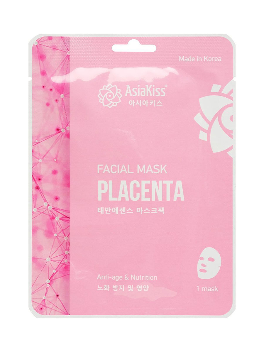 

Маска для лица с экстрактом плаценты Asiakiss, placental essence facial mask, АК844