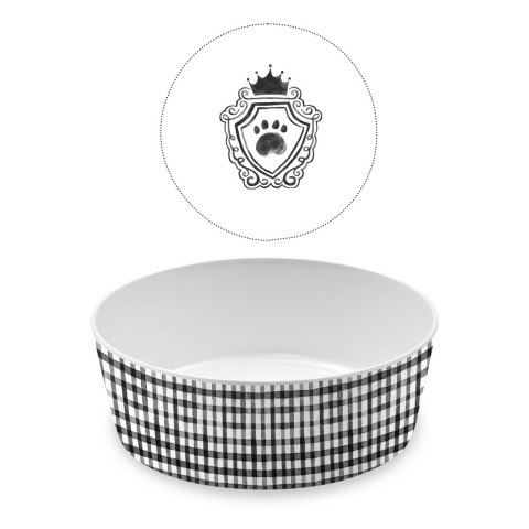 фото Одинарная миска для собак tarhong couture, меламин, белый, черный 1.1 л