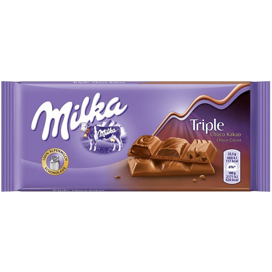 фото Milka triple cocoa 90 грамм упаковка 20 шт