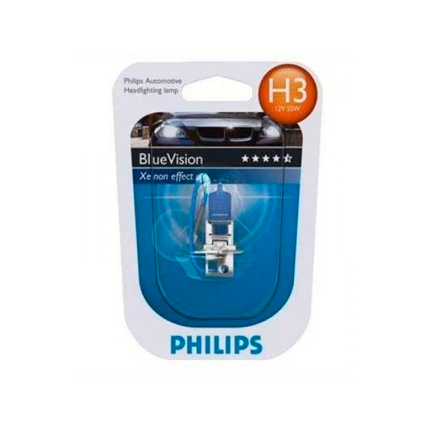 фото Philips 12336bv blue vision галогенная лампа 12v h3 55w pk22s 4000k блистер 1шт.