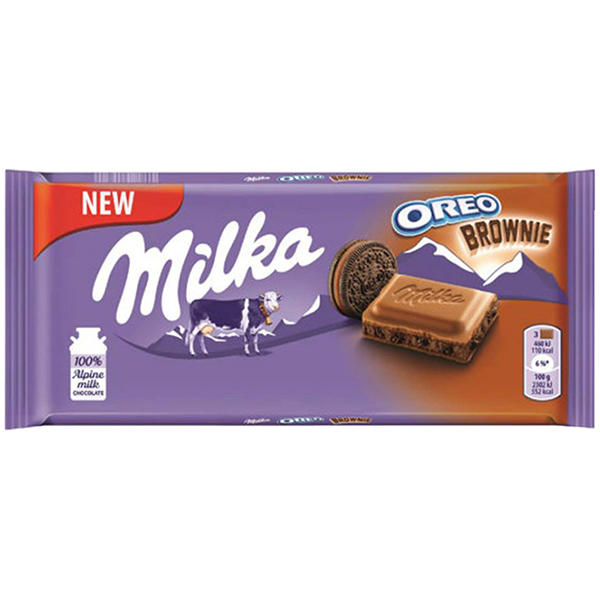 Шоколадная плитка Milka Oreo Brownie 100 грамм Упаковка 22 шт