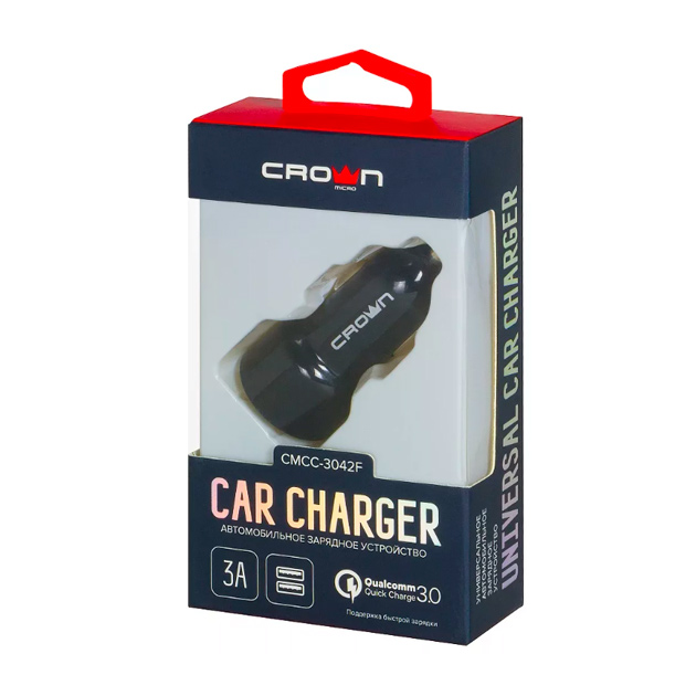 Автомобильное зарядное устройство Crown CMCC-?3042F 3/?2.?4 A черный