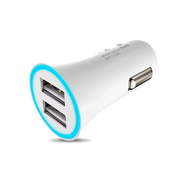 

Автомобильный адаптер питания Hoco UC204 White зарядка 2.4А 2 USB-порта, белый