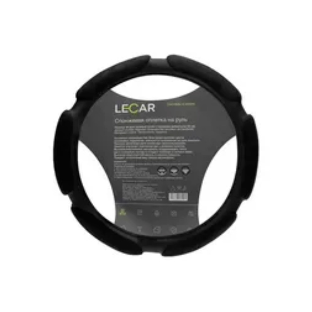 Оплетка на руль LECAR, 6 спонжевых подушечек, М (38 см.), цвет черный LECAR LECAR000025208