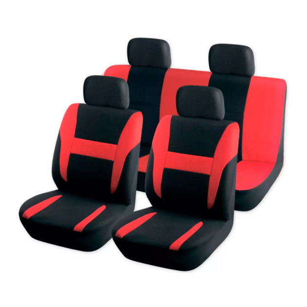 фото Комплект чехлов-рубашек на сиденья с подголовниками черный с красным 8пр arnezi a0508002
